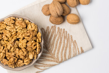 Many walnuts in studio close up