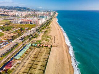 aerial images of pineda de mar beach in maresme barcelona spain aerial view drone