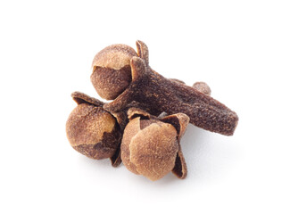 Spice cloves on white background