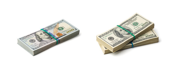 American dollars on white background
