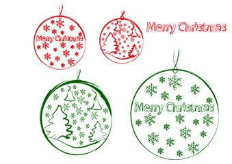 Merry Christmas. Christmas ball vector. Green and red vectors. Christmas card decoration. Christmas decoration ideas. Simplicity.