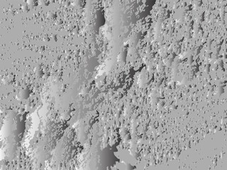 Gray drops in abstract tracery. Foggy mountains from great height traces after heavy rain on vector glass.