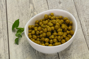 Canned Green peas in the bowl