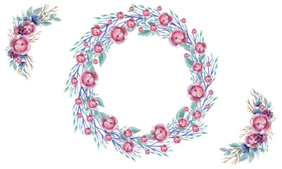 watercolor set of cards enamored swans and flowers