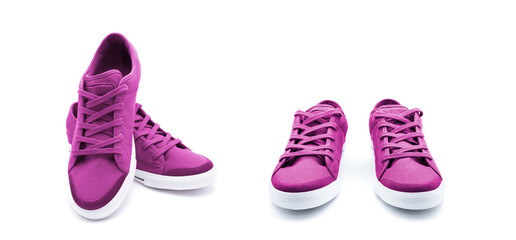 Pair of new sneakers isolated on white background