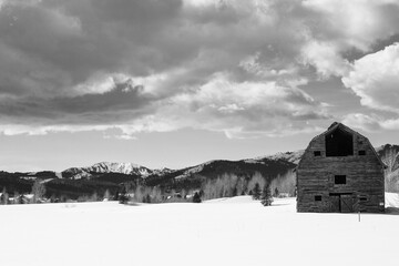 old barn in winter