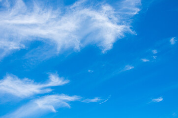 White clouds in blue sky.