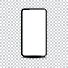 High quality realistic trendy no frame smartphone with blank white screen. Mockup phone for visual ui app demonstration. Vector.