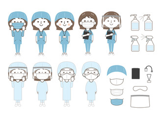 女性：医療：セット