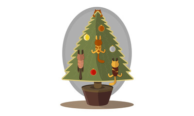 Cute cats on the x-mas tree
