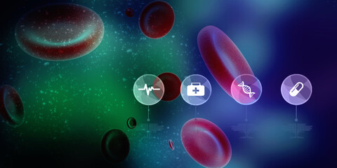 3d rendering red streaming blood cells background
