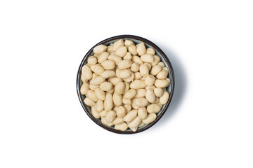 Peanut in a bowl isolated on white