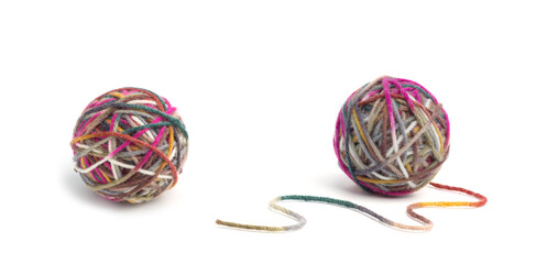 Ball of yarn on white background
