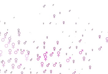 Light pink vector texture with male, female icons.