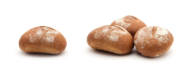 wholemeal breads rolls isolated on white background