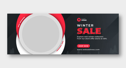 Winter sale facebook cover web banner template - obrazy, fototapety, plakaty