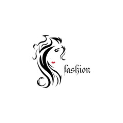 fashion logo illustration woman face design vector