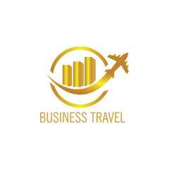 creative business travel logo, illustration of building and airplane with color design, vector