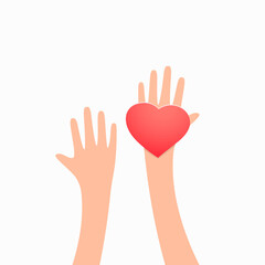 Heart in hands. Love concept, vector illustration