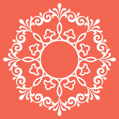 Decorative frame Elegant vector element for design in Eastern style, place for text. Floral pink border. Lace illustration for invitations and greeting cards