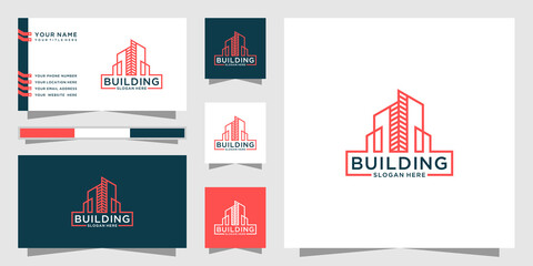 Real estate logo with frame building and business card