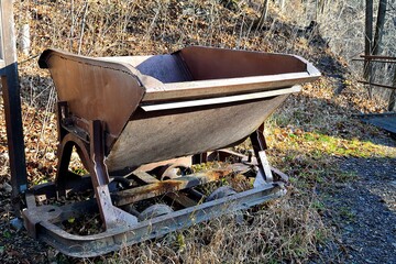 metal cart transporting limestone from the quarry to lime kilns, technical monument in the area of...