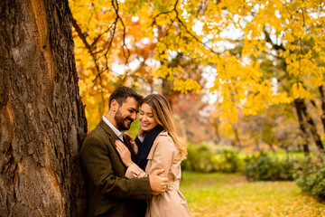 Young couple in the autumn park