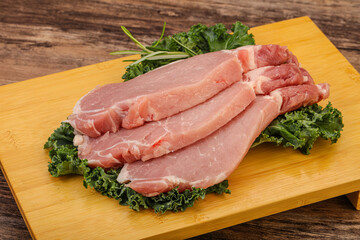 Raw pork steak for cooking