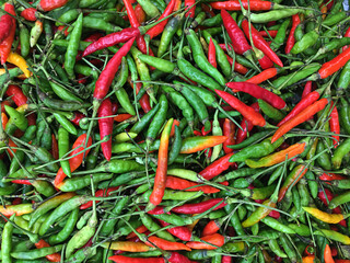 View of bird pepper texture background, hot chili pepper