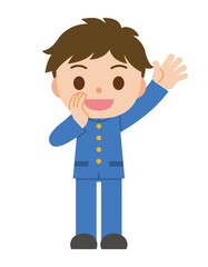 呼ぶ 男子学生 学生服