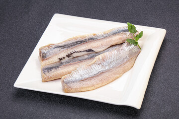 Herring fillet in the bowl