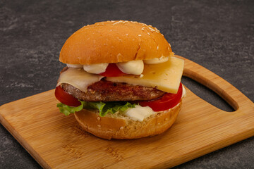 Delicous burger with tuna fish