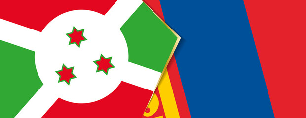 Burundi and Mongolia flags, two vector flags.