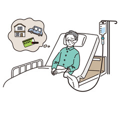 相続について考える入院中のシニア男性