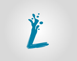 Water Splash Initial L Letter Logo Icon, Blue water alphabet icon.