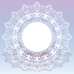 Greeting card template with space for text made of decorative element mandala.