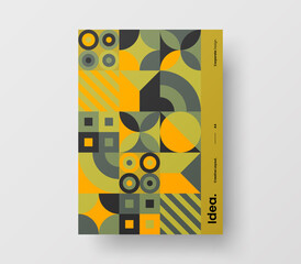 Abstract Bauhaus geometric pattern background vector brochure template. Minimalistic artwork design layout. Scandinavian style corporate identity Bauhaus pattern background report cover illustration.