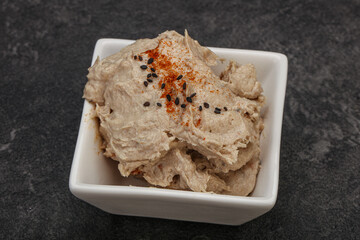 Herring butter spread in the bowl