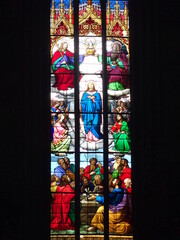 stained glass window in the cathedral of Zagreb, Croatia Buntglasfenster in der Kathedrale von Zagreb, Kroatien