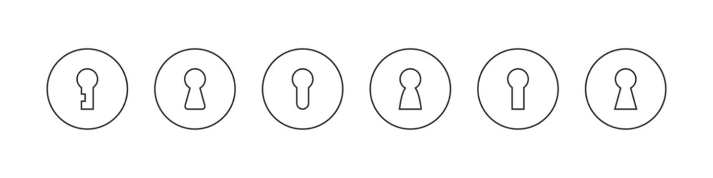 Keyhole icons. Linear design. Lock icons. Keyhole vector icons isolated on white background. Vector illustration