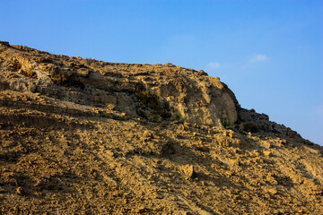 Mountain nature landscape. Desert on a sunny day. Negev Desert in Israel