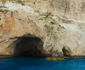 Blue caves on Zakynthos island, Greece