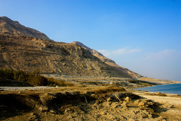 Mountain nature landscape. Desert on a sunny day. Negev Desert in Israel