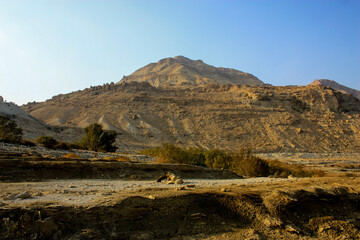 Mountain nature landscape. Desert on a sunny day. Negev Desert in Israel