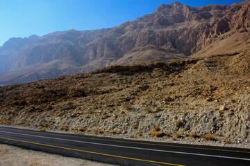 Mountain nature landscape. Desert on a sunny day. Negev Desert in Israel