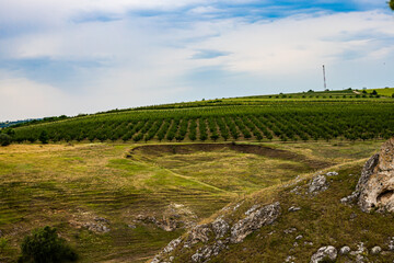 Moldova, summer 2020. Orchard among the rocks
