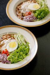 Assam Laksa (Noddle in Tangy Fish Gravy) is a Special Malaysian Food Popular in Penang