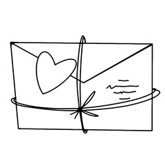 Digital art cute contour doodle valentine's day envelope. Print for fabrics, packaging paper, packaging, covers, cards, invitation cards, posters, banners, web design, coloring page