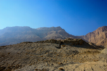 Mountain nature landscape. Desert on a sunny day. Negev Desert in Israel