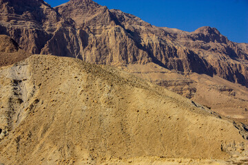 Mountain nature landscape. Desert on a sunny day. Negev Desert in Israel